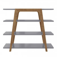 Manhattan Comfort 7LC3 Gowanus Geometric 47.24 Modern Ladder Bookcase with 4 Shelves in Grey